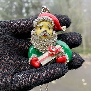 Christmas Santa Claus Necklace Holiday Fashion